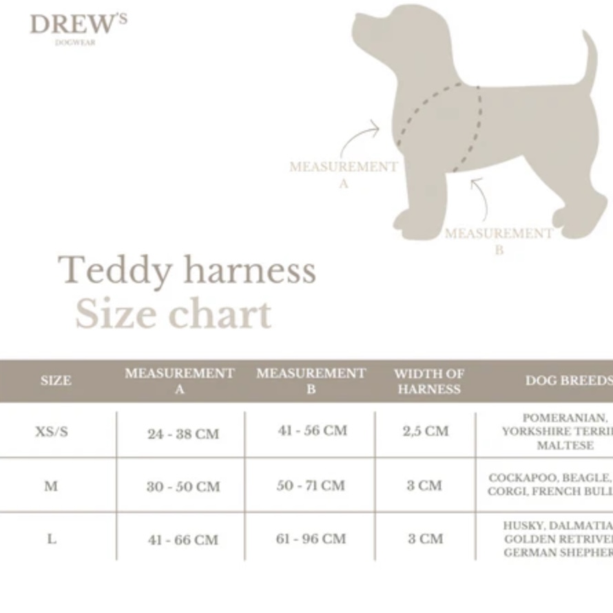 Drew’s Dogwear Postroj pro psa Teddy béžový